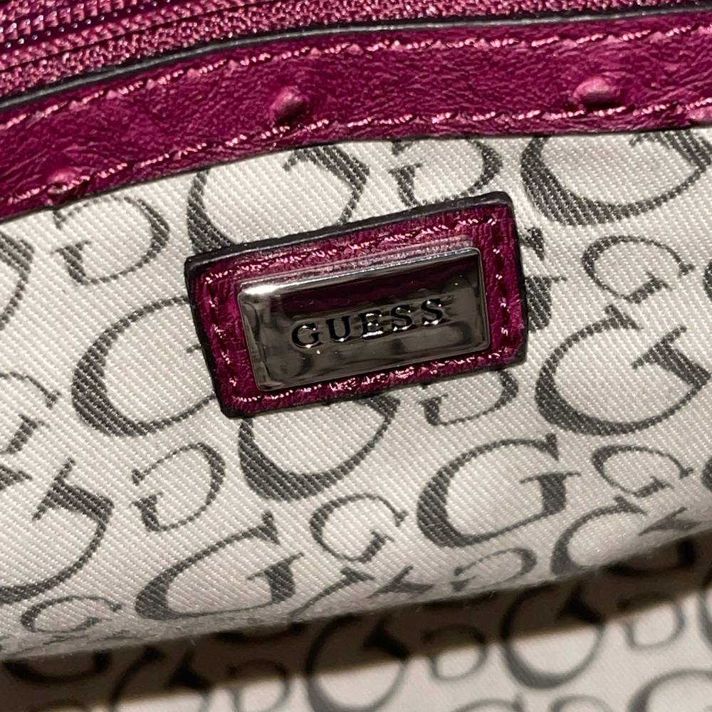 GUESS Women's Vintage Handbag - Black, Wine, Purple - Large G Logo - Picture 10 of 11